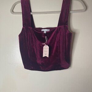 Maison d Amelie. Women's Sleeveless Square-Neck Crop Top.  Size M, NWT. Chamois.